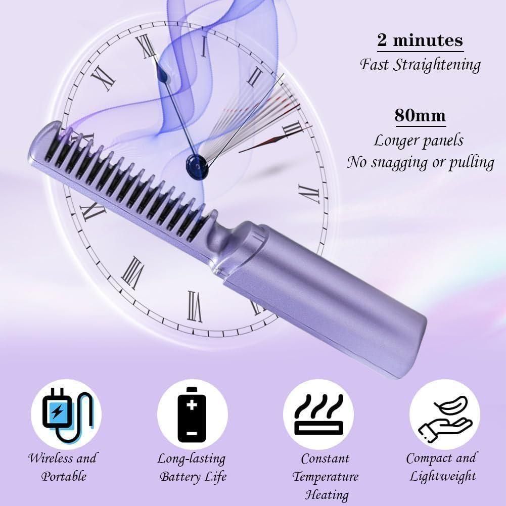 Portable Mini Straightener Comb (USB-C, Travel-Size)
