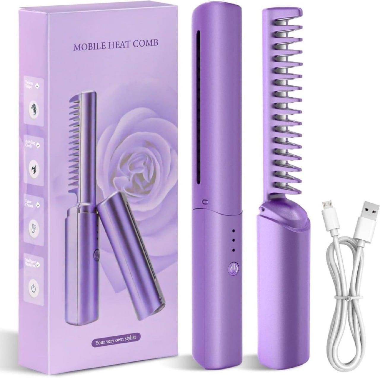 Portable Mini Straightener Comb (USB-C, Travel-Size)